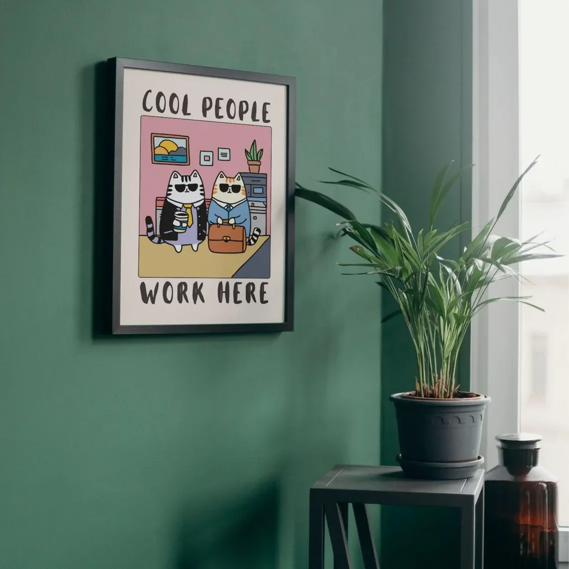 Cool People Work Here Cat Poster – Funny Office Wall Art Print – Workplace, Corporate, or Home Office Cat Decor image 5