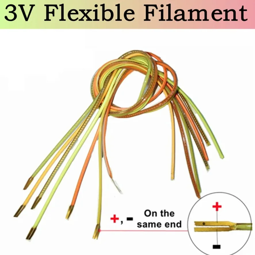 3V LED Same End Filament Flexible Spiral Bulb Filament Retro Edison Bulb Lamp Ultra Slim Parts Diode Lighting Strip Decoration