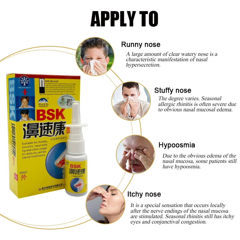 Chinese Traditional Herb Medical Spray Chronic Rhinitis Sinusitis Nasal Drops Nasal Congestion Runny Health Nose Care