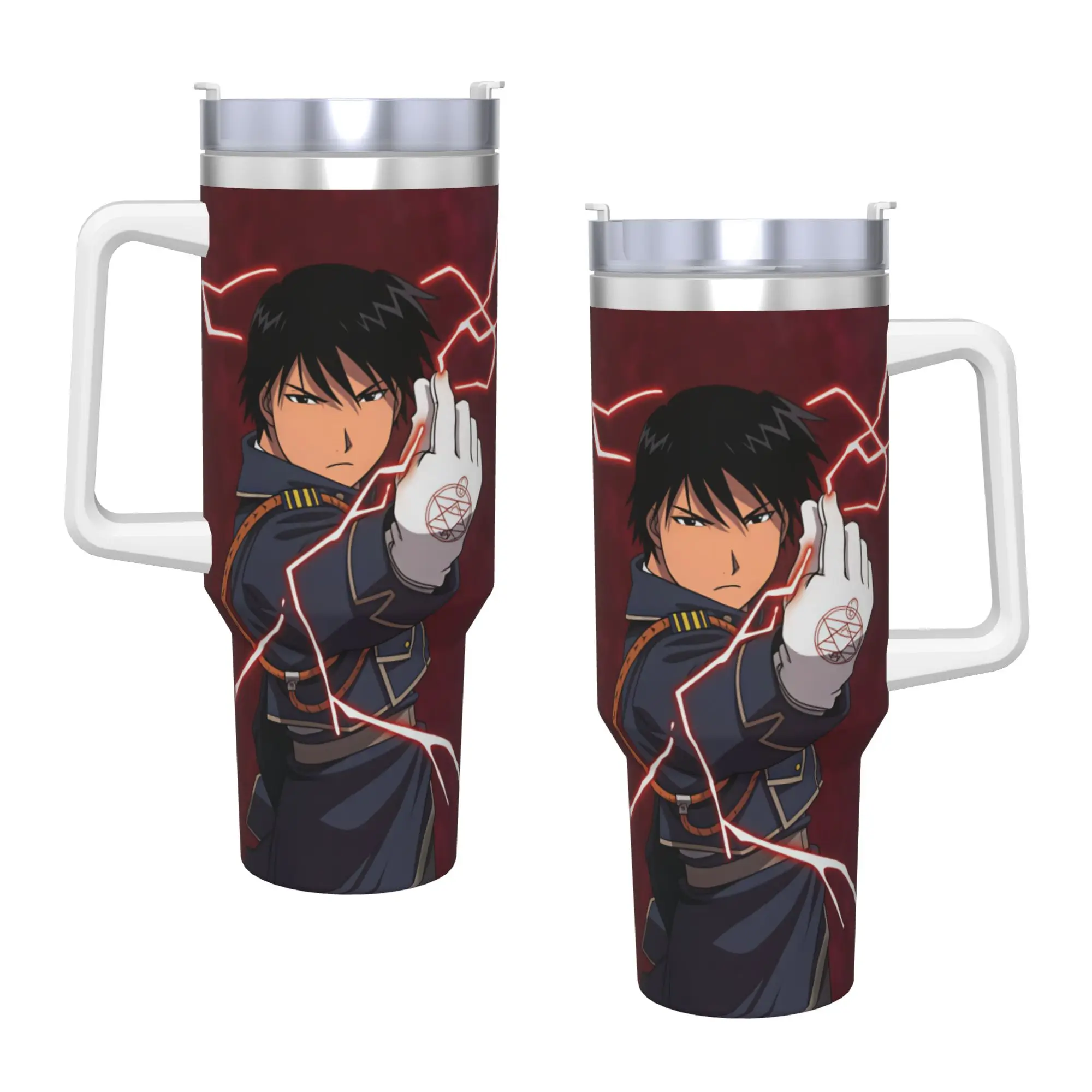 Roy Mustang Stainless Steel Tumbler Fullmetal Alchemists Travel Car Mugs 40oz Thermal Mug Portable Hot Drinks Milk Water Bottle