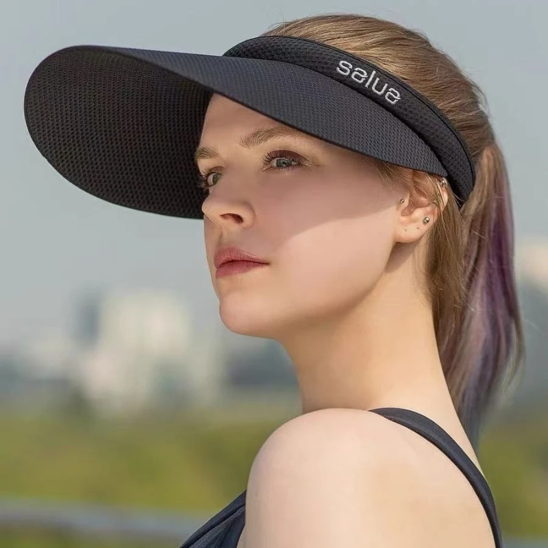 

SALUA Anti-UV Face Shield Hat, Airy Open Crown Sun Visor, Stylish Adjustable Bucket Cap, Multipurpose Foldable Beach Hat