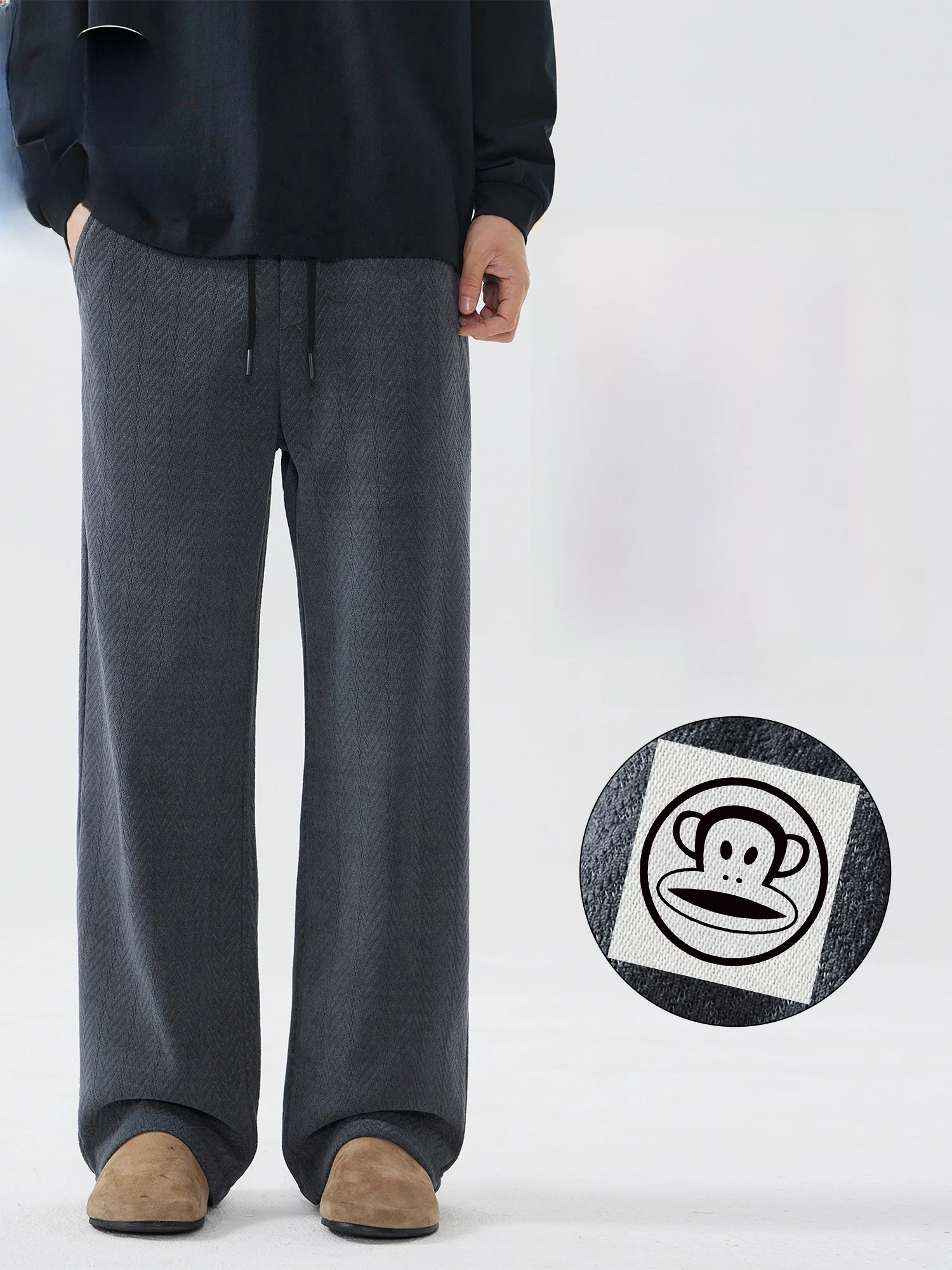 

Зимние повседневные брюки PaulFrank с широкими штанинами, новые мужские свободные удобные спортивные брюки прямого кроя из полиэфирного волокна, устойчивые к сминанию