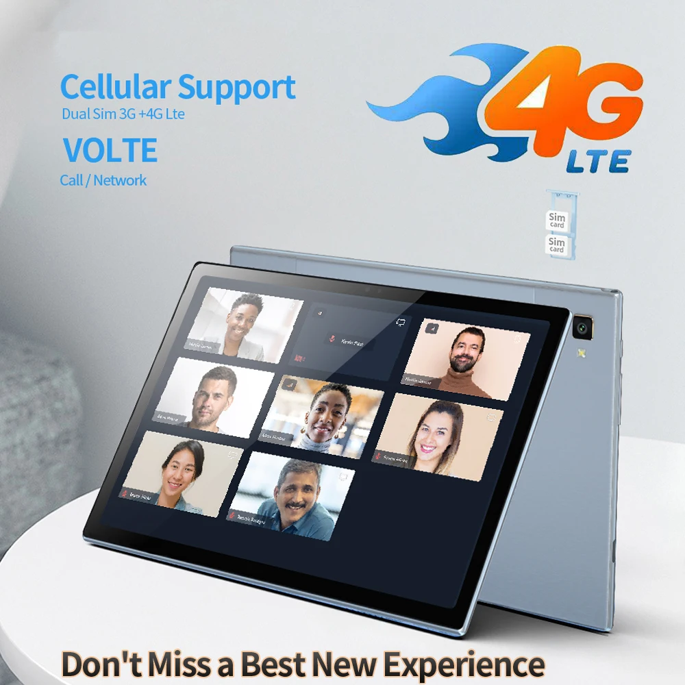 Tablet 10.1 Inch 4G Lte Sim Card 8GB RAM 256GB ROM Tablets 2.4G/5G Wifi Android 13 Sim Card Tablet PC