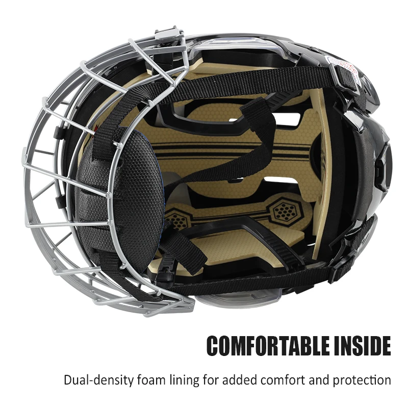 Ice Hockey Helmet Tactical Sports Rugby Adjustable Hockey Helmet Full Face Adult Safety Top Equipment Face Protective Equipment