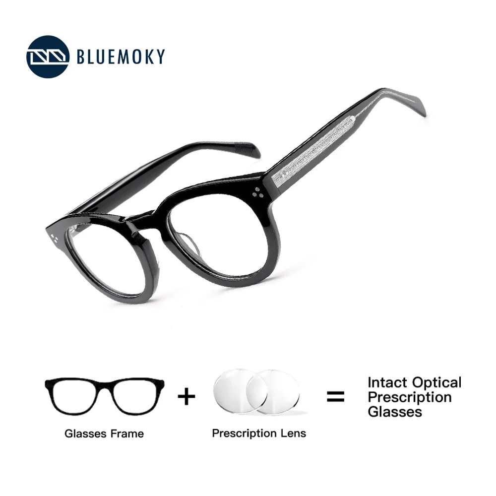 

BLUEMOKY Stylish Round Prescription Glasses for Woman Trend Acetate Photochromic Optical Eyeglasses Progressive/Myopia Eyewear