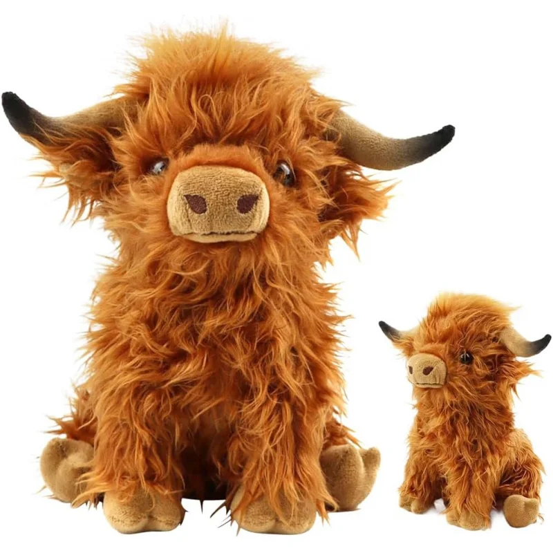 

Brown 28cmCuddly PlushToy HighlandCowSoftDolls