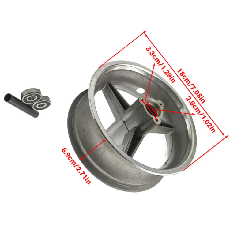 Replacement 6.5-inch scooter tire hub compatible with 90/65-6.5 and 110/50-6.5 tire dimensions