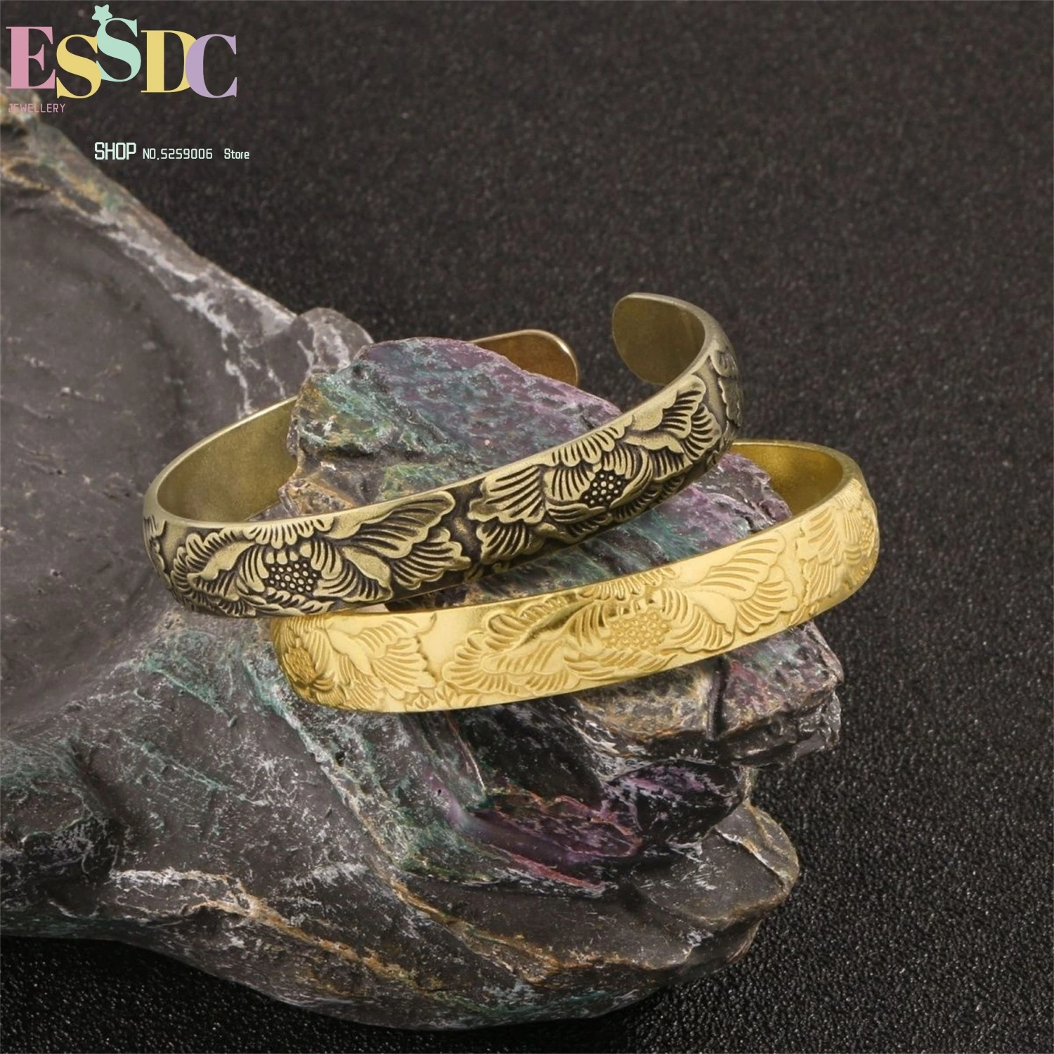 

Браслет с лотосом, латунная манжета, открытый браслет в китайском винтажном стиле, регулируемые ювелирные изделия ручной работы унисекс, подарок для женщин и мужчин, пара, одинаковые