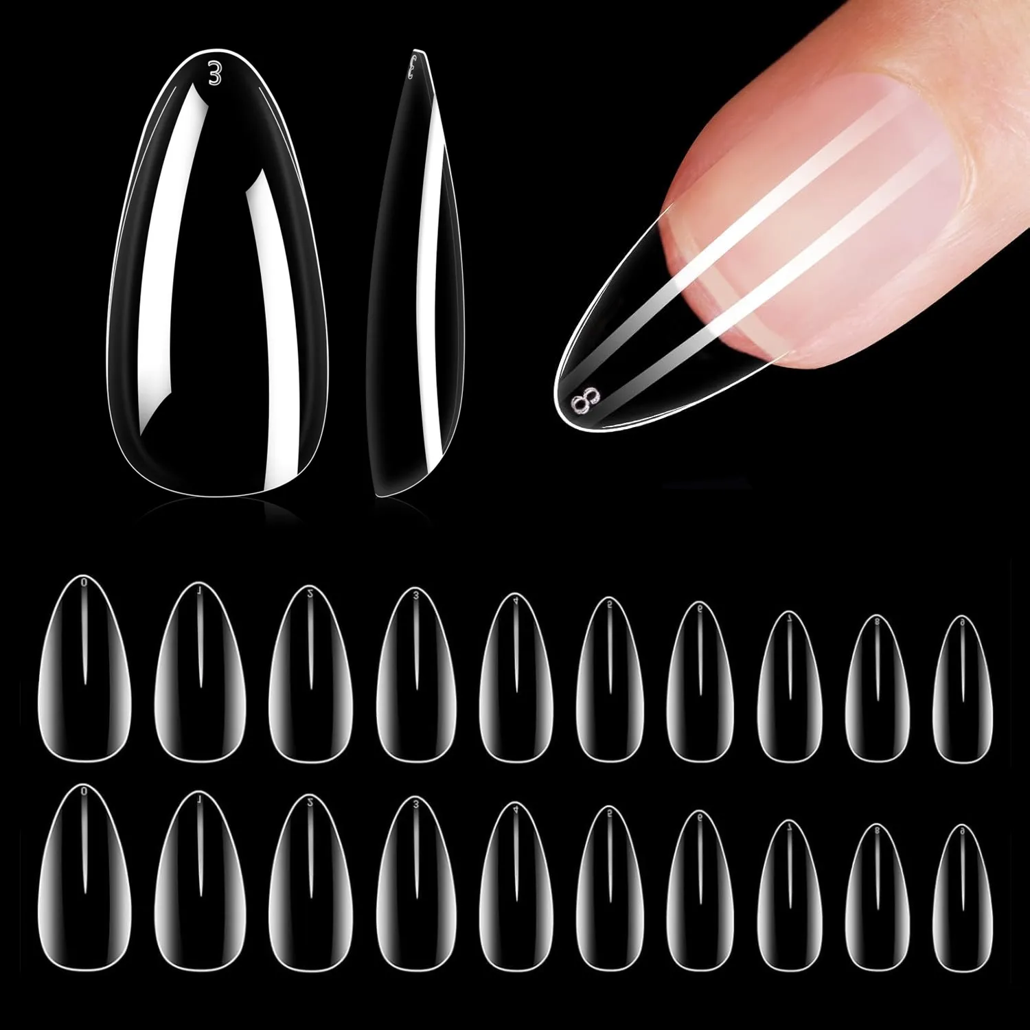 

Medium Almond Nail Tips 500Pcs-Makartt Soft Clear Gel Nails Tips Full Cover Nails Tip False Gelly Nail Tip for Nails Extension