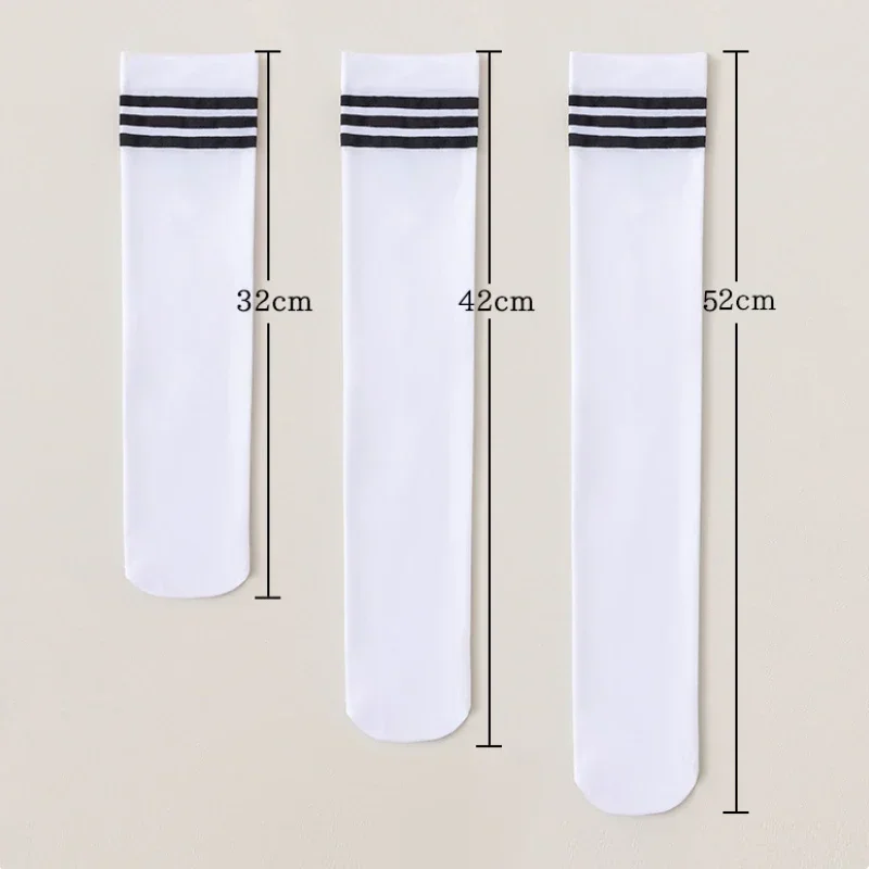 2025 Spring/Summer Children's Medium Socks Thin Style Student Football Sports Socks Baby Girls Striped Mosquito Proof Long Socks