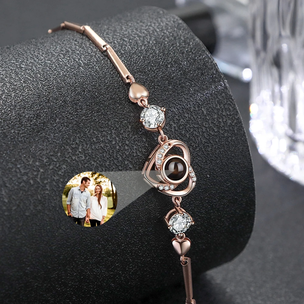 Personalized Custom Photo Bracelet for Women Projection Photo Heart Pendant Bracelet Birthday Christmas Day Gift New Jewelry - view 4