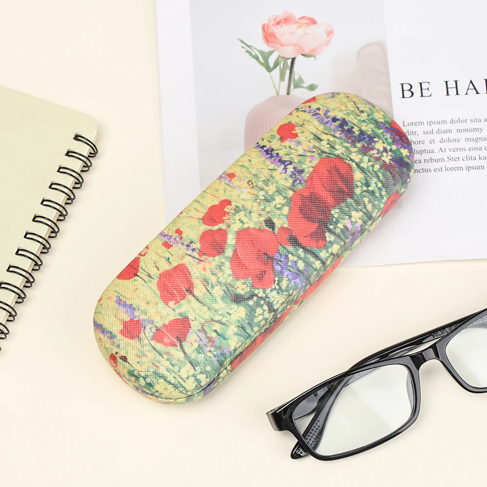Ölgemälde Kunst Brille Fall Box Hart leder Lesebrille Fall Retro Unisex Blumen druck Brillen schutz Brillen halter – Detail 5