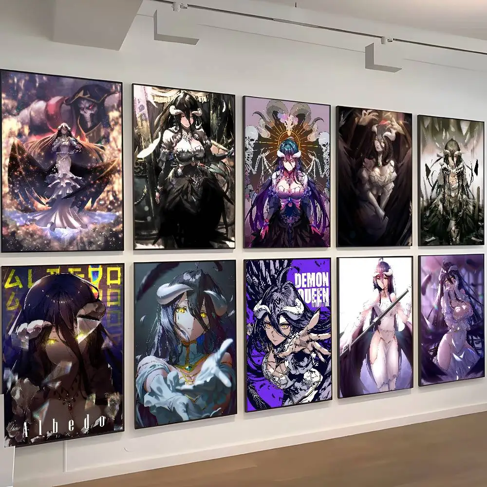 O-Overlord Albedo Anime DIY Sticky Poster Vintage Room Bar Cafe Decor Home Decor