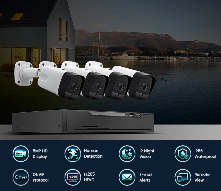 4-قناة AI PoE NVR CCTV نظام المراقبة كامل HD 5MP IP66 مقاوم للماء السلكية كاميرا مراقبة للمنزل للرؤية الليلية زاوية واسعة #3