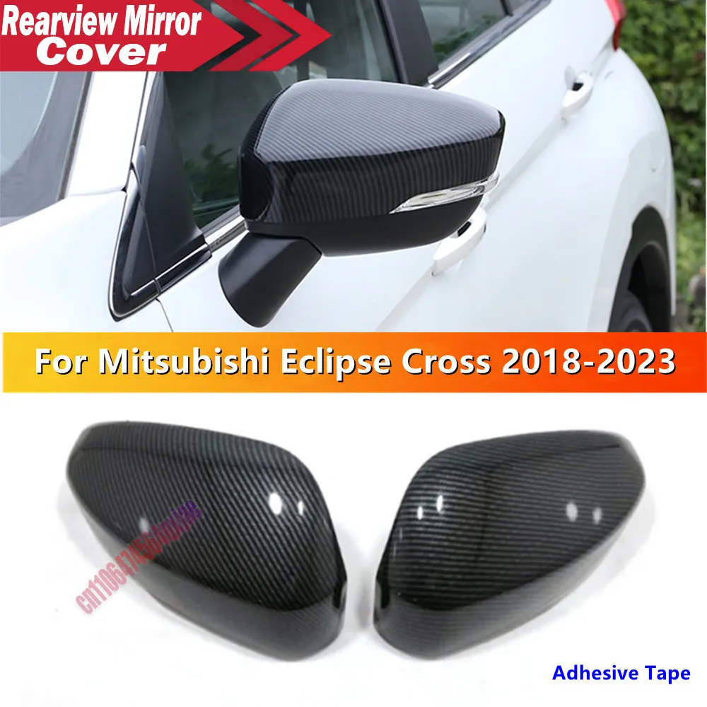 For Mitsubishi Eclipse Cross 2018-2022 ABS Car Rearview Side Mirror Cover Wing Cap Exterior Door Housing Trim Adhesive Sticker