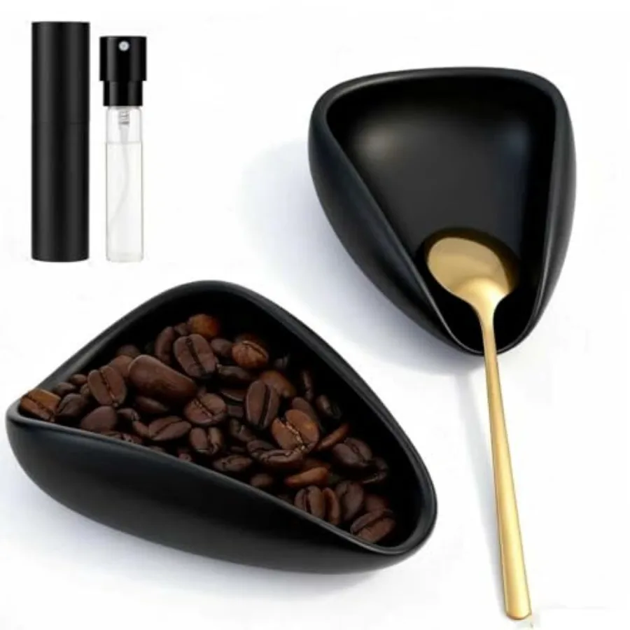 

Ceramic Coffee Bean Dosing Cup + Sprayer Gift Set, Spoon Rest, Mini Coffee Spoon Holder for Tea Spoons Stirrers, Coffee Station