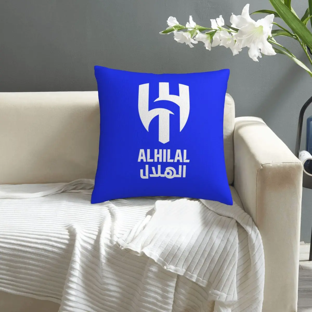 

Al Hilal Riyadh Throw Pillowcase Pillow Cushions Cover Body for Sofa Couch Home Decor Two-sided Cloth Flannel Chair Car