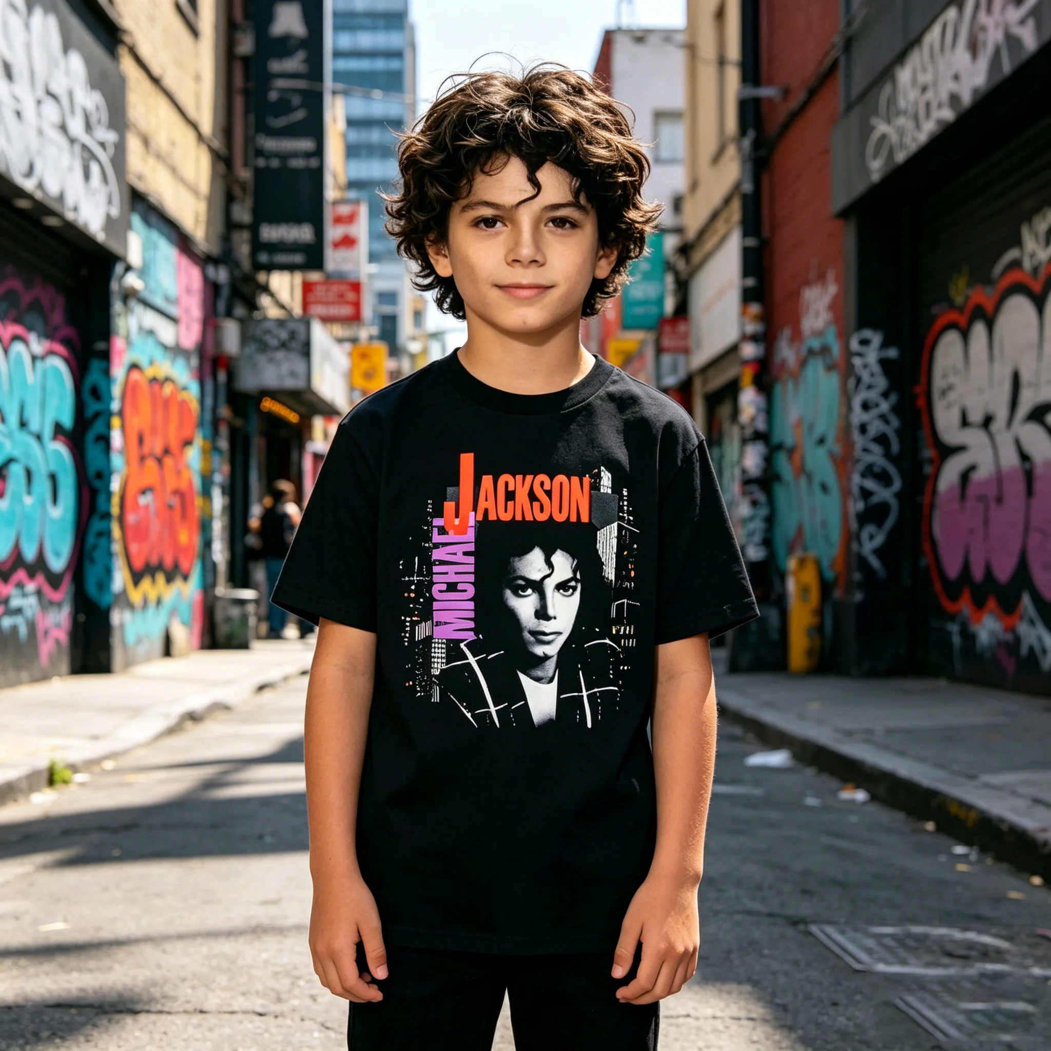 Michael Jackson Portrait T-Shirt für Kinder, lässige Streetwear, cooles Oberteil in mehreren Größen für Jungen und Mädchen