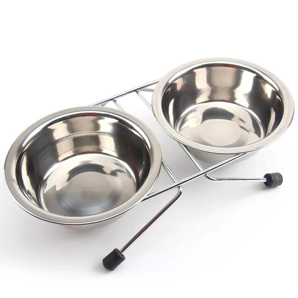 

Anti-slip Dog Bowl Pet Supplies Food and Water Bowls Stainless Steel Feeder Silver