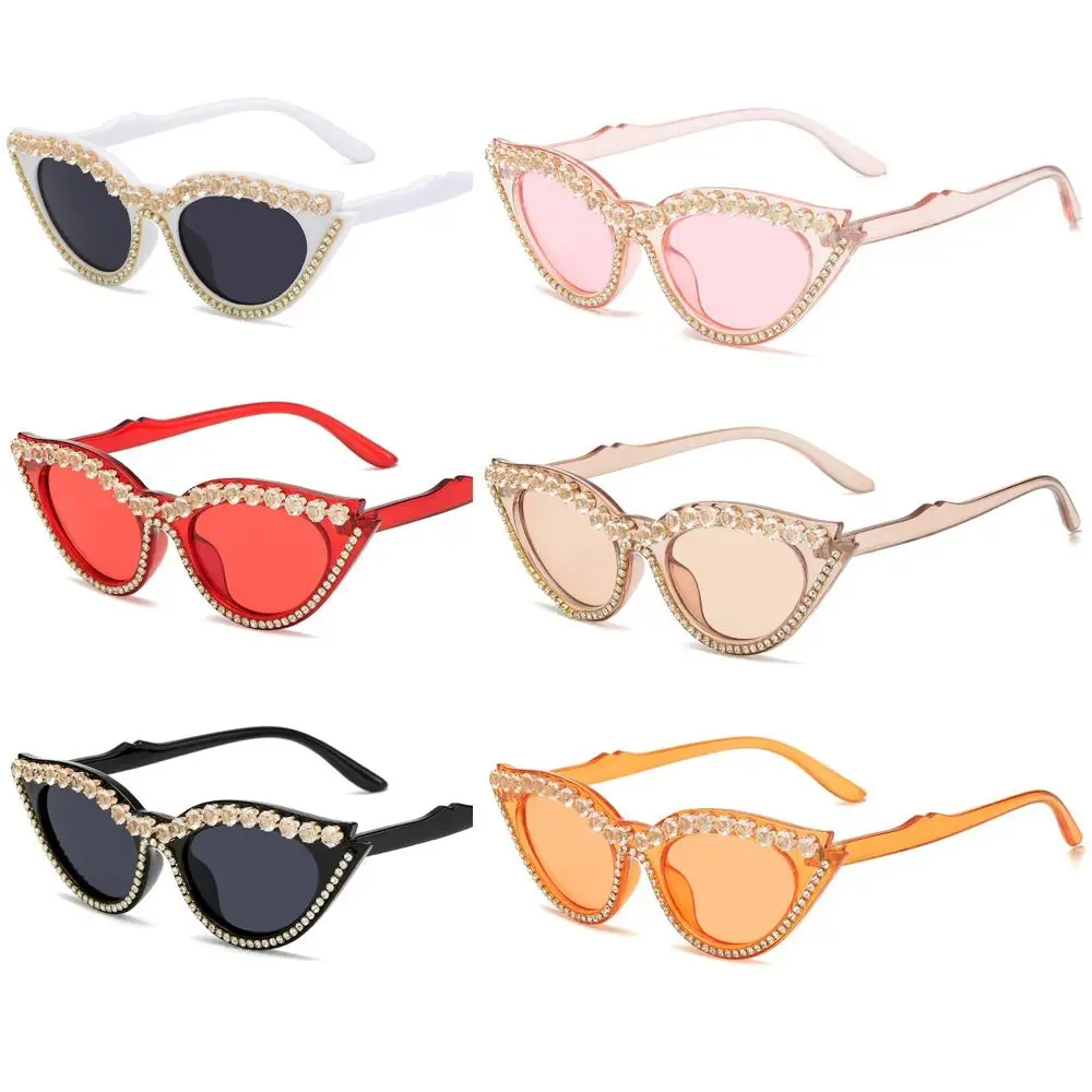 

Cat's Eye Frame Rhinestone Decoration Sunglasses Outdoor Travel Bridal Glasses Photos Decoration Sun-Protective Bride Eyewear