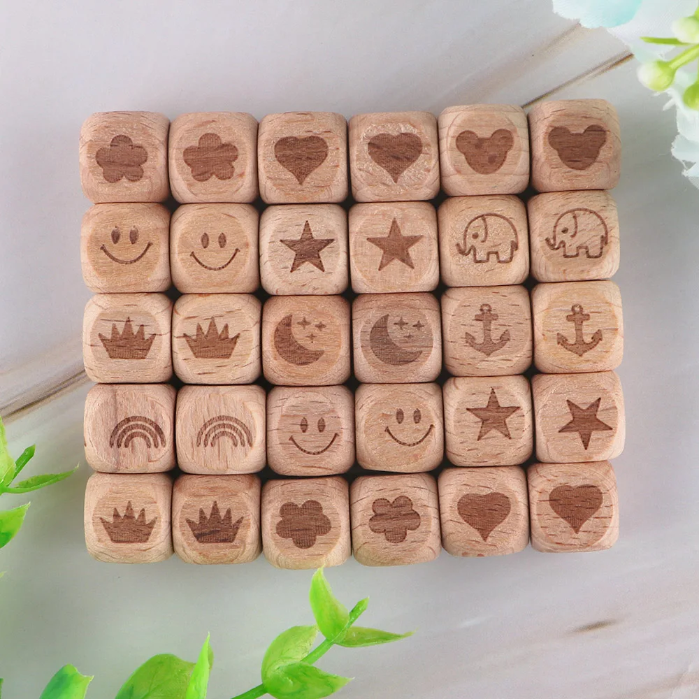 Kovict 3-30Pcs Natural Beech Wooden Beads Flower Heart Star Mouse Shape Pendant Clips For Jewelry Wooden Crafts Accessories