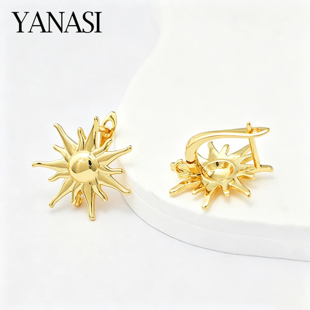 Sun Star Shape 18K Gold Plated Brass Earwires Earring Hooks Clasps For Women Earring Making Accessories Jewelry Materials