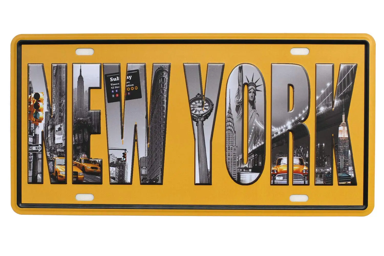 SUMIK New York Vintage Metal Tin Sign Auto License Plate,  Size 15x30cm