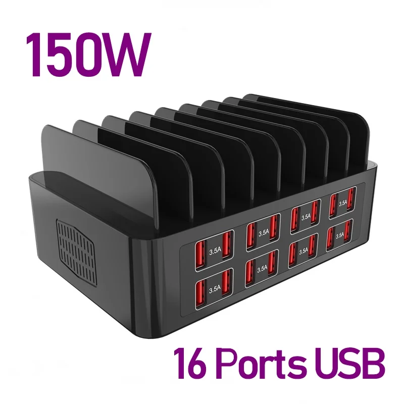 150W Universele Multi USB Type C Snelle Oplader 16 Poort 3.5A MAX Laadstation Stand Voor Ipad Iphone 17 16 Samsung Xiaomi Tablet
