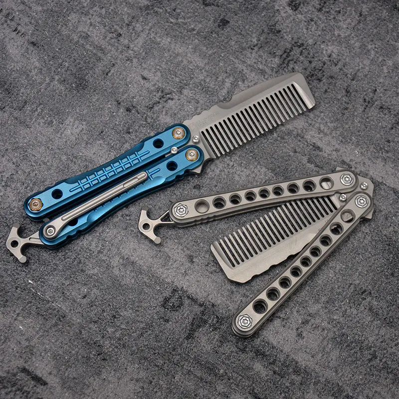 1 Piece  Handmade Titanium Comb, Zircon Fork Butterfly  Practice Tool Multifunctional Bottle Opener Outdoor Tools ED