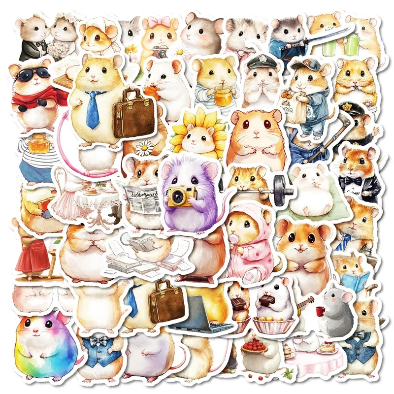 

10/30/50PCS Kawaii Hamster Sticky PVC Sticker Aesthetic DIY Children's Decoration Scrapbooking Hand Accounting Supplies for Kids