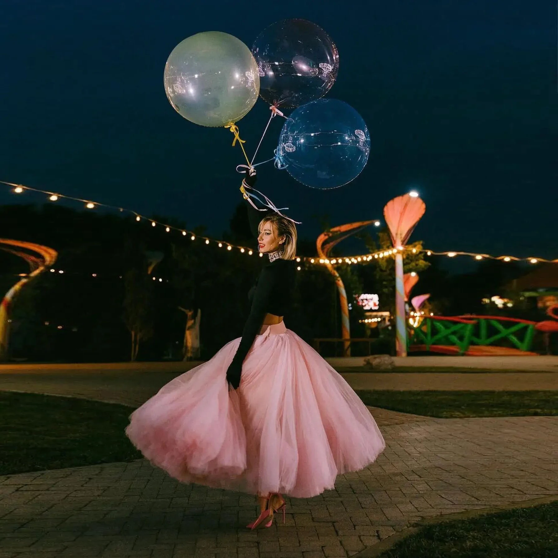 

Entertaiment Elastic Waistband Tulle Skirt Ankle Length jupe femme Pink Maxi Skirts Voluminous Tutu Women Skirts Tulle