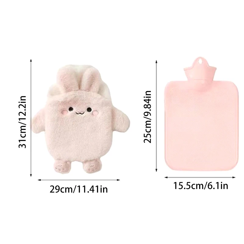 Kawaii Insulation Hot Water Bottle Bag Plush Rubber Hand and Foot Belly Warmer Explosion-proof Hot Water Bag for Women Period