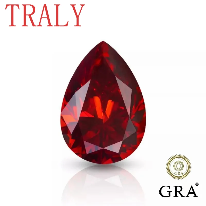 

Pomegranate Red Plated Mosonite Bare Pear Shaped 1Ct to 5Ct D-Color VVS Tested by GRA Certificate Tester