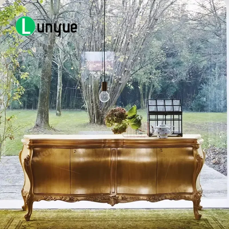 Customizable Royal Classic Solid Wood Sideboard Handmade Dining Room Storage Cabinet Vintage Buffet Server Furniture Set