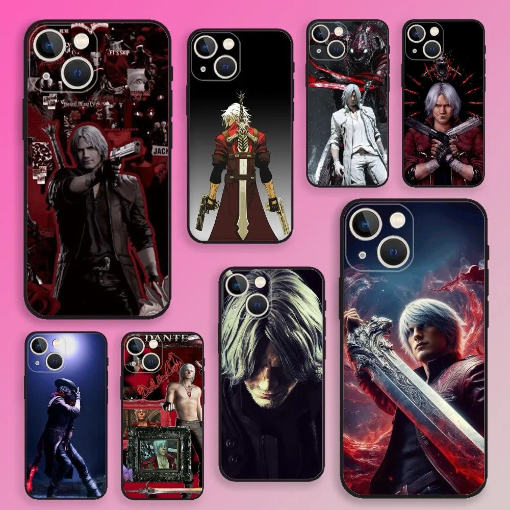 

D-Devil May C-Cry Dante Phone Case For iPhone 16,15,14,13,12,11,Plus,Pro Max,XS,X,XR,SE,Mini,8,7 Soft Silicone Black Cover