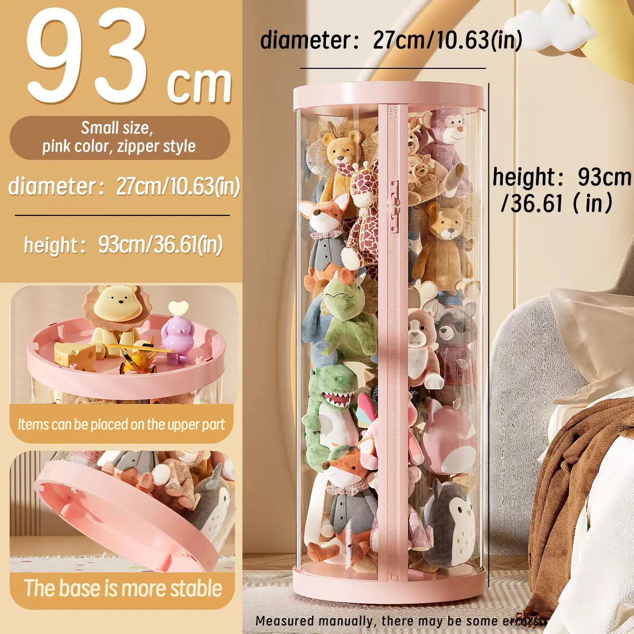 Transparante pop opbergdoos knuffel organisatie speelgoed opbergbuis DIY rits bakken kind kerstcadeau kinderspeelgoed organisator