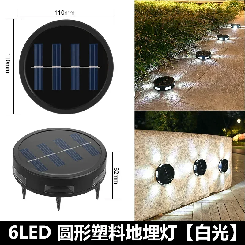 Luces solares de pared impermeables para exteriores, luces empotradas decorativas para jardín, Patio y acera, enchufables, 6led