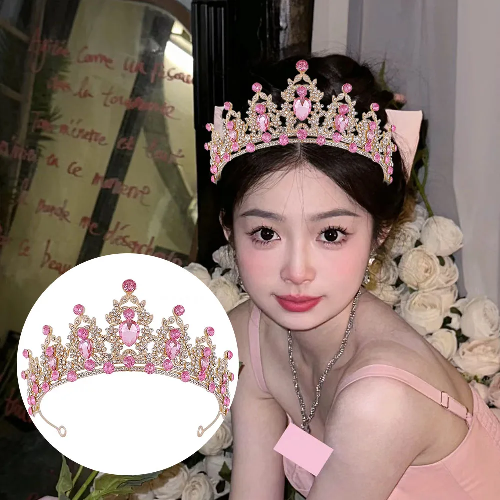 Rhinestone Hair Accessories for Woman Bridal Romantic Crown Crystal Tiara for Girls Wedding Crown Party Jewelry Multi Color