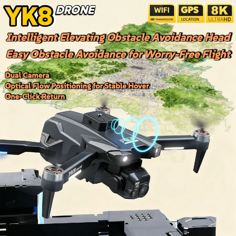جديد لشاومي YK8 نظام تحديد المواقع بدون فرش 8K ثلاثة كاميرا تدفق بصري تجنب العوائق طوي كوادكوبتر RC المسافة الطائرة بدون طيار اللعب