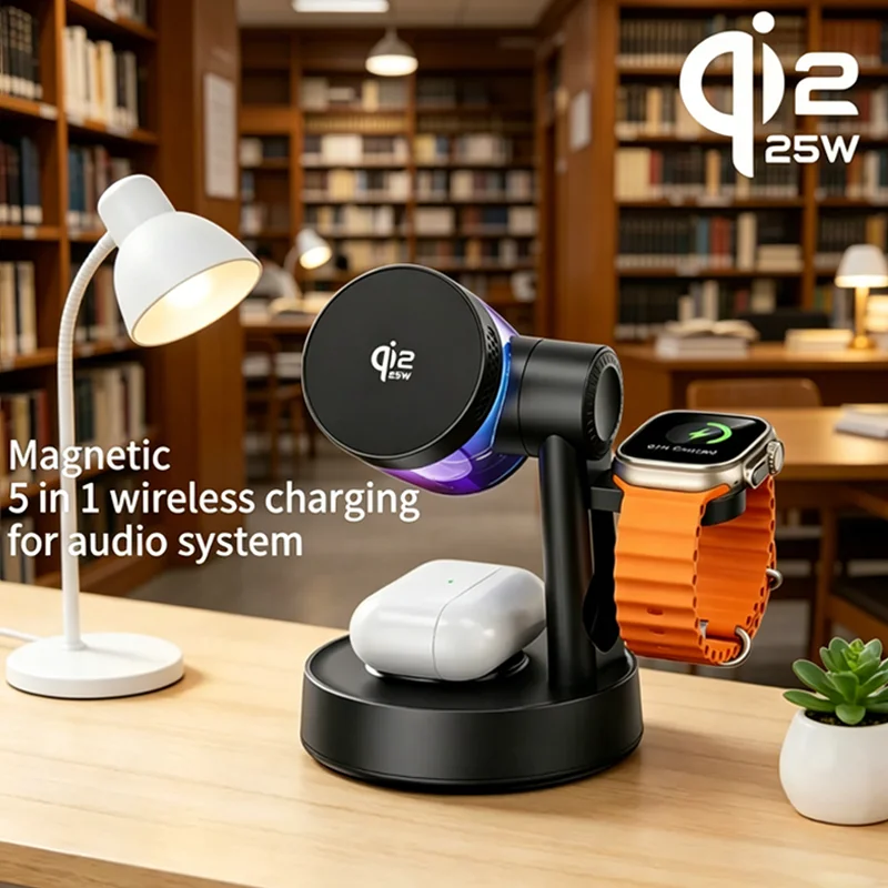qi2-25w-wireless-charger-magnetic-fast-charging-bluetooth-speaker-for-iphone-17-pro-max-for-apple-samsung-galaxy-watch-airpods