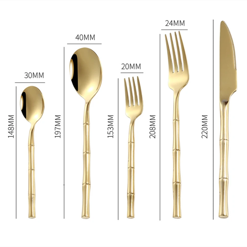 Thickened Stainless Steel Steak Knife Imitation Bamboo Handle Dining Fork Spoon Western Tableware Cutlery Set Household