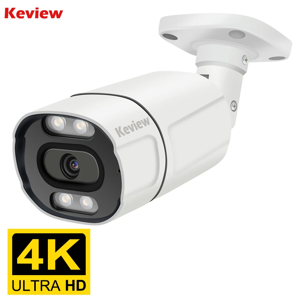 4K POE Camera IP Audio Outdoor 48V POE/DC 12V 8MP 4MP H.265 Onvif Metal Bullet CCTV Home Color Night Vision Security Camera