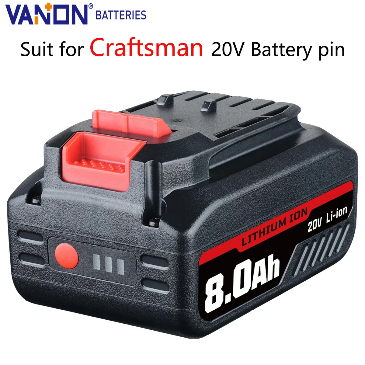 

Литиевая батарея Vanon 20 В 8 Ач MAX, замена для Craftsman V20 MCB205 CMCB204 CMCB206 CMCB202 CMCB201, 20 В, аккумуляторный инструмент, штифт