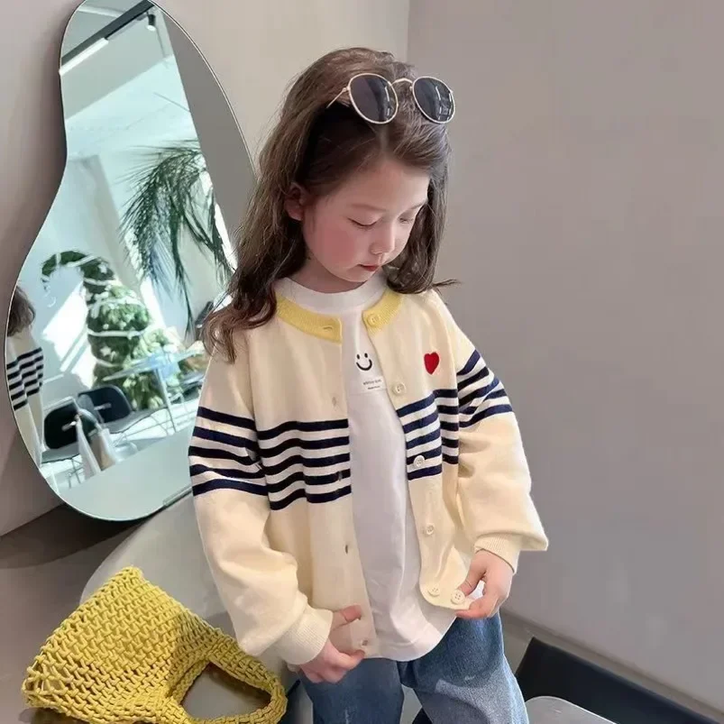 Autumn Winter Girls Boy 80-130 Cm Cute Cartoon Smile Sweaters Baby Kids Children Cardigan  Sweaters Baby Kids Children Cardigan