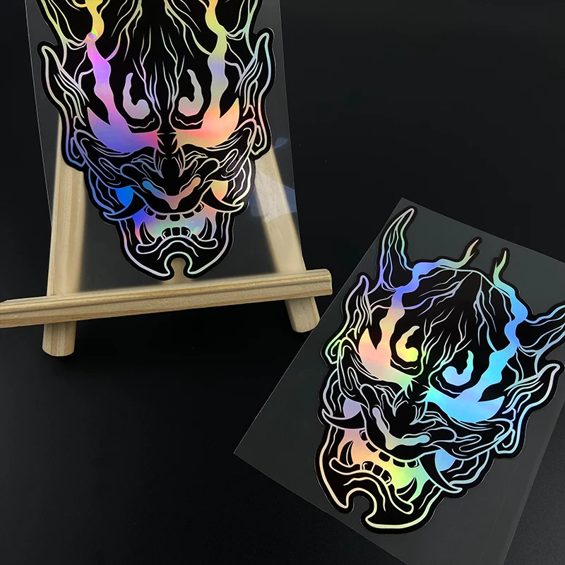 1PC JDM Laser Devil Mask Car Stickers Waterproof DIY Auto Window Side Body Rear Windshield Sunscreen Personalised Decoration