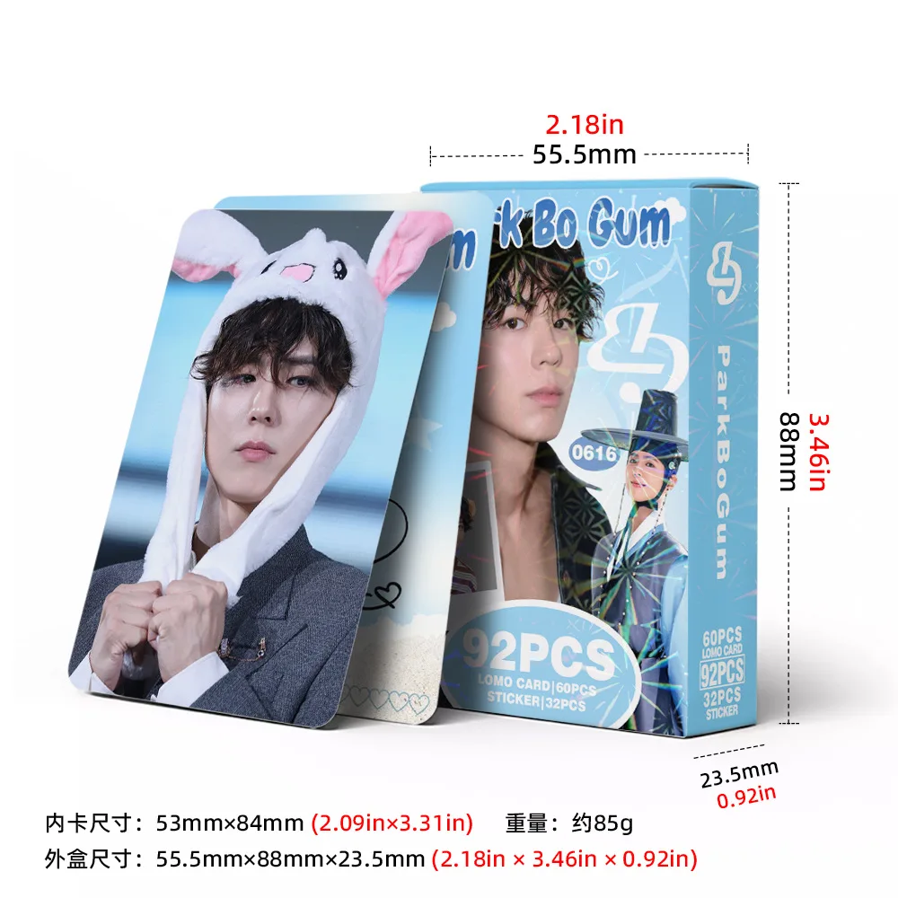 92Pcs/Set Park Bo Gum Merch Pack 60 HD Photocards 32 Stickers Korean Celebrity Mini Lomo Cards Fan Collection Decor view 5