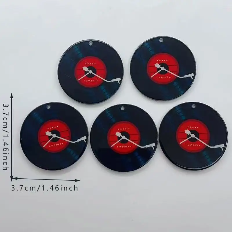 10pcs acrylic black film record pendant DIY jewelry pendant accessory material image 6