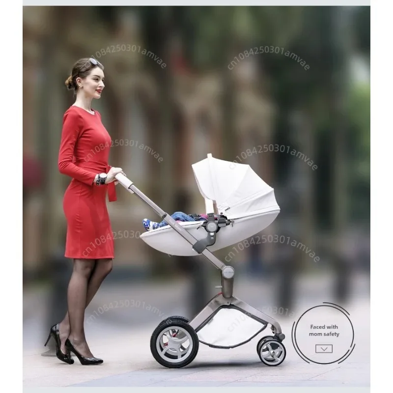 

High View Baby Stroller Reversible Foldable Lightweight Luxury Infant Pram Sit Lie Adjustable Pushchair for Newborn to Toddler