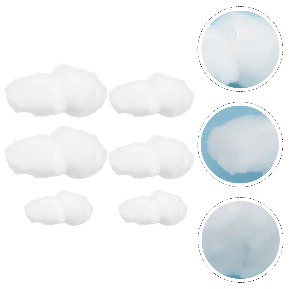 

6pcs Artificial Cloud Props Simulated White Hanging Decor for Nursery Bedroom Ceiling Room Wall Kindergarten