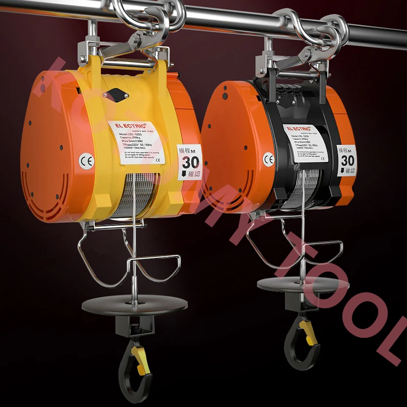 160kg/250kg 220V Electric Hoist Crane Cable Winch Small Household Wire Rope Electric Hoist Portable Lifting Small Crane Hoist